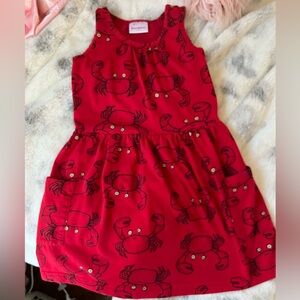 Hanna Andersson Red Crab Print Girls Dress 120 cm size 6/7